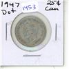 Image 1 : 1947 silver Dot Canadian Twenty-Five Cent.