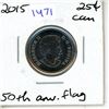Image 1 : 2015 Canadian Twenty-Five Cent - Fiftieth Anniversary Flag - Colored.