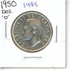 Image 1 : 1950 silver Design 0 Canadian Fifty Cents.
