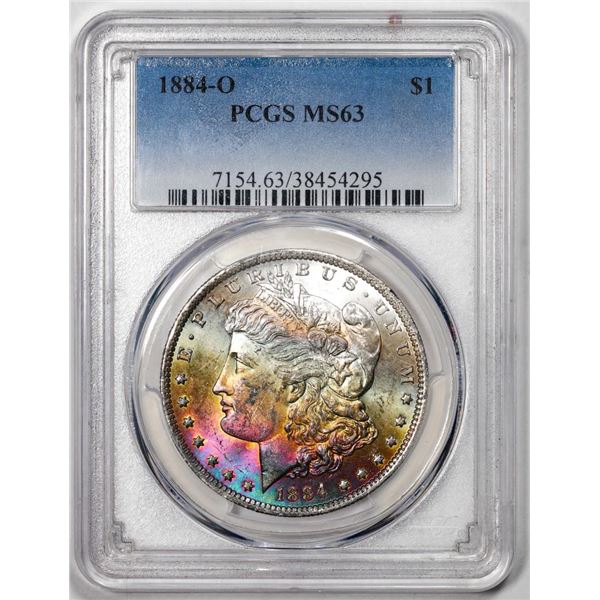 1884-O $1 Morgan Silver Dollar Coin PCGS MS63 Amazing Toning