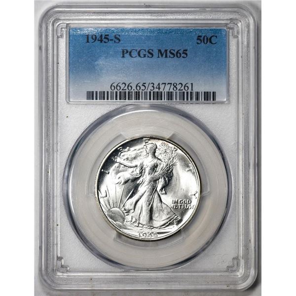 1945-S Walking Liberty Half Dollar Coin PCGS MS65