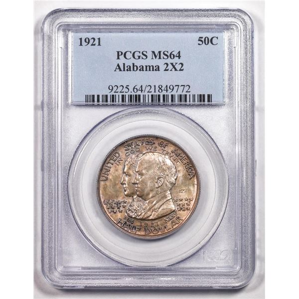 1921 Alabama 2x2 Centennial Commemorative Half Dollar Coin PCGS MS64