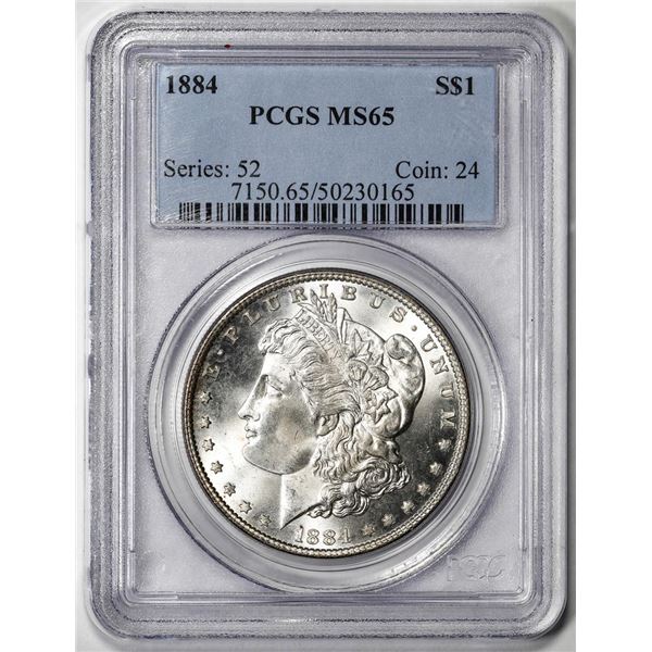 1884 $1 Morgan Silver Dollar Coin PCGS MS65