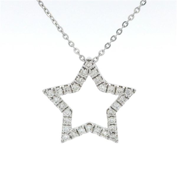 14KT White Gold 0.22 ctw Diamond Star Pendant with Chain