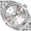 Rolex Mens Stainless Steel Silver Index Ruby and Diamond Datejust With Rolex Box