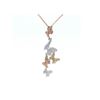 Image 3 : 14KT Tri-Color Gold 0.62 ctw Diamond Butterfly Pendant with Chain