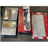 Image 1 : DELTA SHOWER KIT, TWO BOXES OF VINYL TILE AND TWO NEW FLUSHMOUNT LIGHT FIXTURES