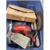 Image 1 : TOTE WITH SHARPENING STONES, PLANER TOOLS, DRILL BITS AND MORE