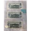 Image 2 : 3 MINT 1973 CANADIAN $1 BILLS, LAST YEAR OF $1 BILLS - IN SEQUENCE 6614-6616