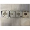Image 1 : 4 - 1950 CANADIAN COINS SILVER (.800) 25 CENT AND 10 CENT PLUS 5 CENT AND 1 CENT