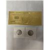 Image 2 : GOLD TONE US $100 BILL AND 2 TOKENS