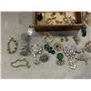 Image 2 : ASSORTED RHINESTONE JEWELLERY, SOME NEED REPAIR, AND SOUVENIR COLLECTYION 1977 STAMPS AND BOOK