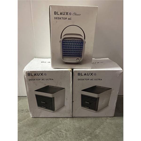 3 BLAUX AIR CONDITIONERS, 2 ULTRA AND 1 DESKOP AC