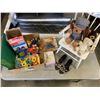 Image 1 : BOX OF VARIOUS COLLECTIBLES AND SMALL CHAIR