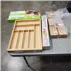 Image 1 : ASSORTED BAMBOO CUTLERY TRAY, KNIFE BLOCK AND MORE