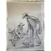 Image 2 : CATTLEMAN'S TREAT AND QUITTIN TIME PENCIL DRAWING PRINTS, 4PCS TOTAL