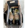 Image 2 : PICNIC BASKET BACKPACK W/ THERMAL STORAGE AREA, 2 PLASTIC WINEGLASSES, CORKSCREW AND SMALL SERRATED 