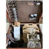 Image 1 : WICKER PICNIC BASKET FOR 4 W/ WINEGLASSES, CERAMIC PLATES, CUTLERY, SALT & PEPPER AND CORKSCREW - RE
