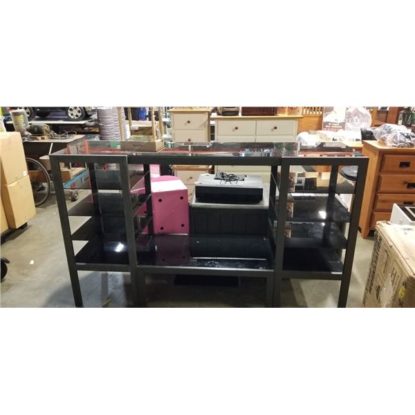 METAL AND GLASS SHELF ENTERTAINMENT UNIT
