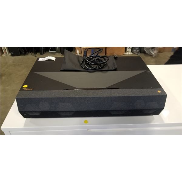 OPTOMA 4K SHORT THROW UHD LASER CINEMA PROJECTOR WITH REMOTE - MODEL WB01, APPROXIMATE RETAIL $4600 
