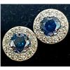 Image 2 : 14K WHITE GOLD 2.34G BLUE DIAMOND (1.5+0.6CTCT)  EARRINGS (~WEIGHT 2.34G)