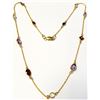 Image 2 : SILVER MULTI GENUINE GEMSTONE GOLD PLATED 18"  NECKLACE