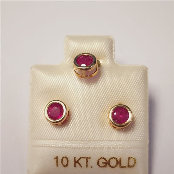 10K YELLOW GOLD RUBY EARRING AND PENDANT   SET