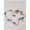 Image 2 : SILVER GENUINE MULTI GEMSTONE GOLD PLATED 18"(10CT)  NECKLACE (~WEIGHT 4.76G)