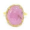 Image 1 : GOLD PLATED SILVER RUBY(4.5CT) GOLD RHODIUM PLATED RING (~SIZE 7) (~WEIGHT 4.95G)