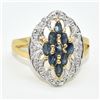 Image 1 : GOLD PLATED SILVER BLUE SAPPHIRE (1.2CT) GOLD RHODIUM PLATED RING (~SIZE 7) (~WEIGHT 3.95G)