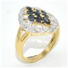 Image 2 : GOLD PLATED SILVER BLUE SAPPHIRE (1.2CT) GOLD RHODIUM PLATED RING (~SIZE 7) (~WEIGHT 3.95G)