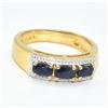 Image 1 : GOLD PLATED SILVER BLUE SAPPHIRE (0.9CT) GOLD RHODIUM PLATED RING (~SIZE 7) (~WEIGHT 4.3G)