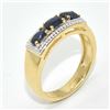 Image 2 : GOLD PLATED SILVER BLUE SAPPHIRE (0.9CT) GOLD RHODIUM PLATED RING (~SIZE 7) (~WEIGHT 4.3G)