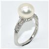 Image 2 : SILVER PEARL CZ(3.3CT) RHODIUM PLATED RING (~SIZE 7) (~WEIGHT 3.15G)