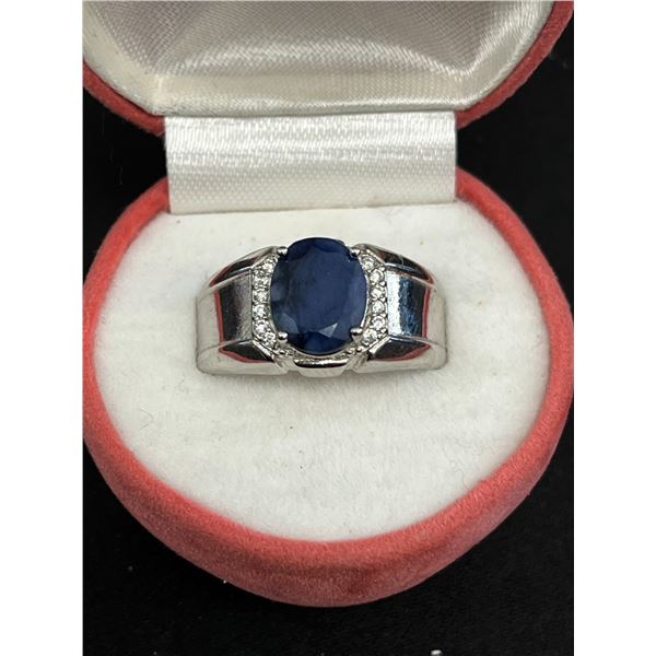 STERLING SILVER WITH BLUE STONE SIZE 9