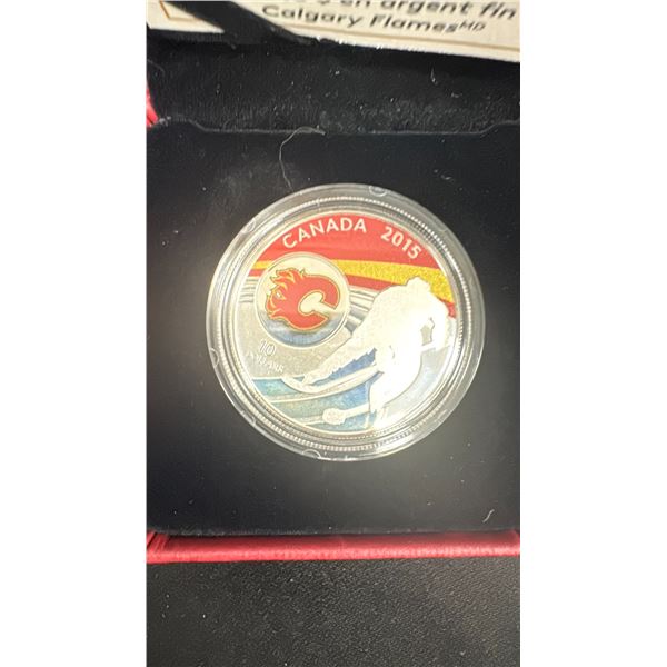 2015 FINE SILVER $10 COIN CALGARY FLAMES *TAX EXEMPT*