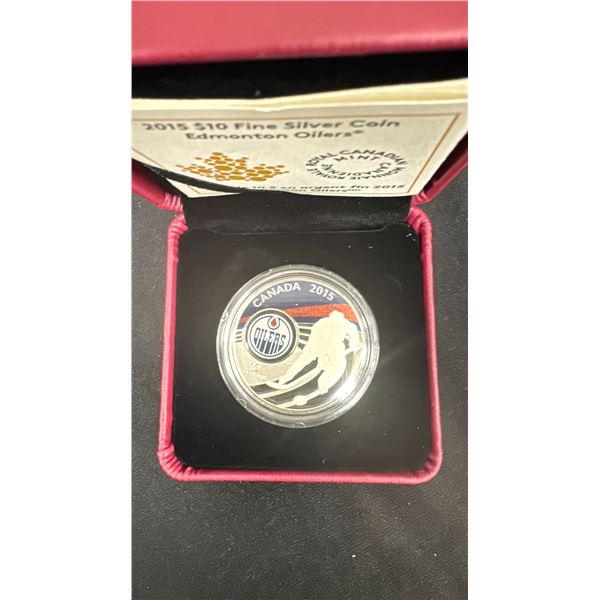2015 FINE SILVER $10 COIN EDMONTON OILERS *TAX EXEMPT*