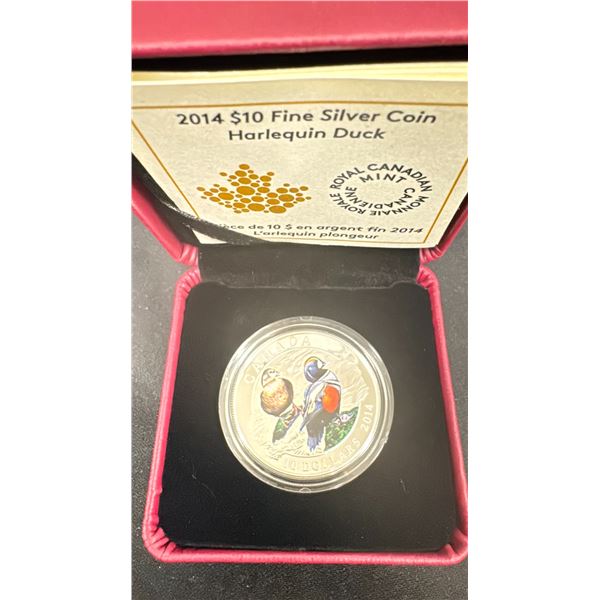 2014 FINE SILVER $10 COIN HARLEQUIN DUCK *TAX EXEMPT*