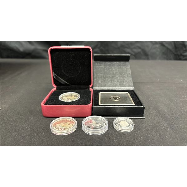 COIN COLLECTION INCLUDING: 2 - 2016 "LUCKY LOONY, 2004 $3 FINE SILVER COIN, 2004 $2 FINE SILVER