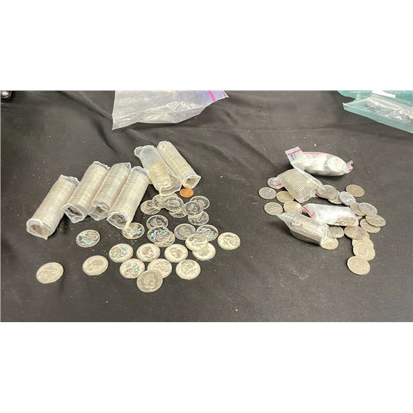 BAG OF ASSORTED QUARTERS, & ASSORTED NICKELS