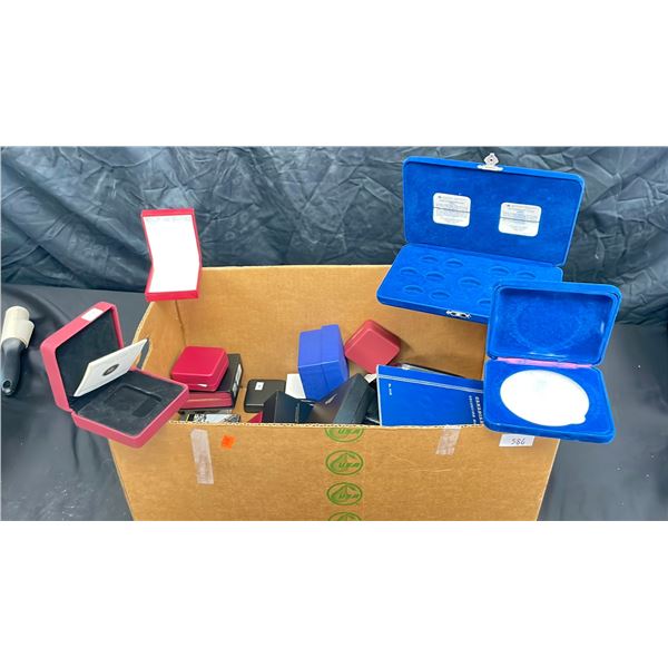 BOX OF ASSORTED COIN BOXES