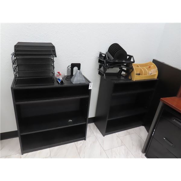 2 Short Black Bookshelves w/Desk Organizers