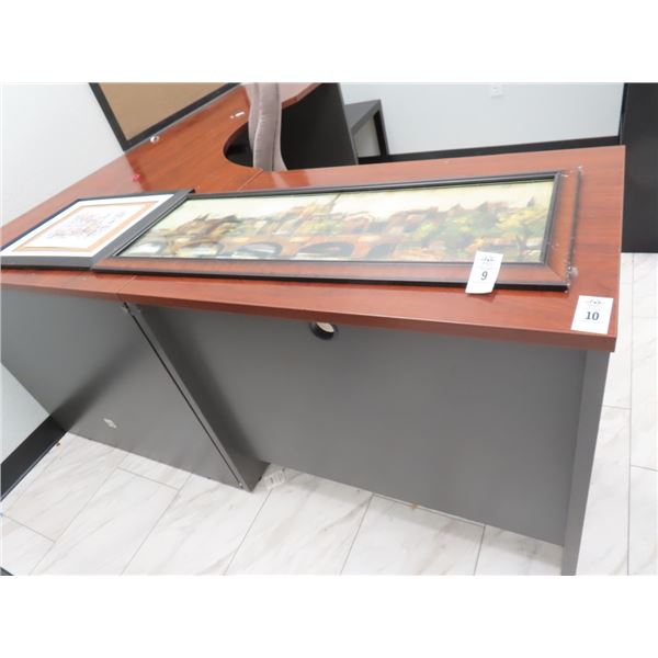 L Shaped Desk w/Cherry Cabinet