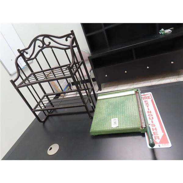 Paper Cutter, Wall Shelf, Fire Extinguisher Sign