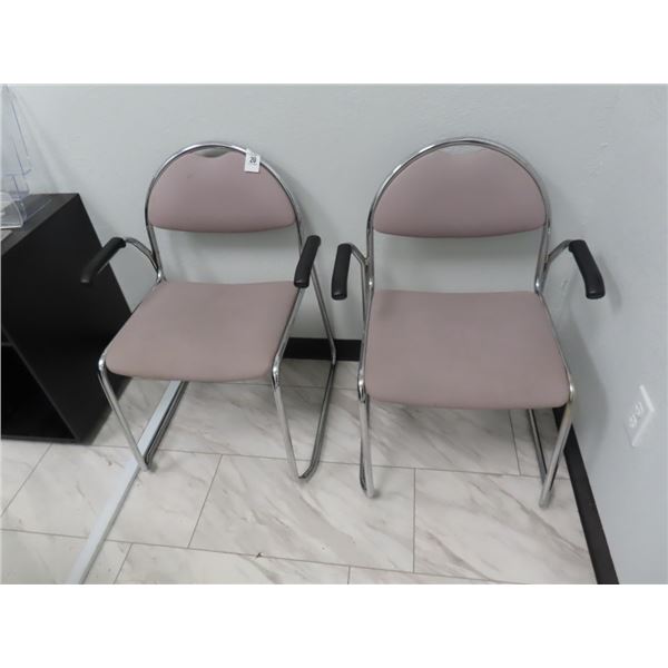 Grey Padded Chrome Base Sled Chairs - 4