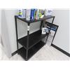 Image 1 : Black 3 Shelf Short Storage Rack w/Some Supplies and Safety Wall Boards