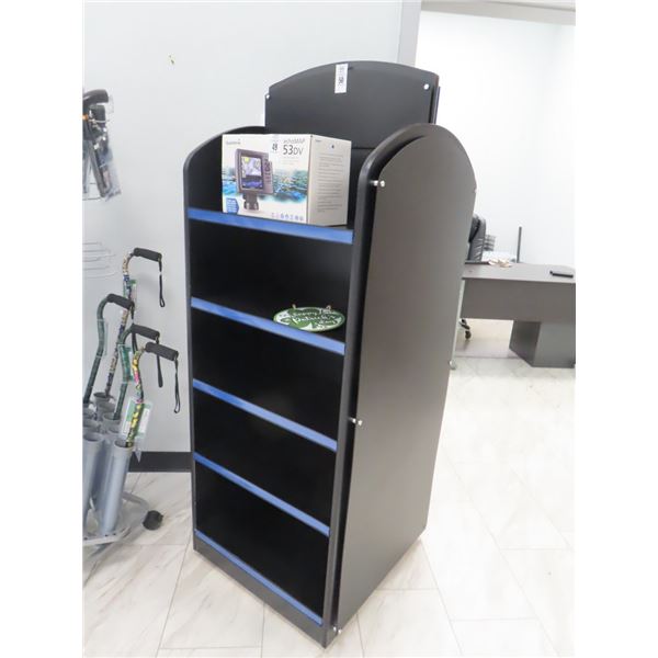Black w/Blue Trim Rolling Double Sided Merchandiser