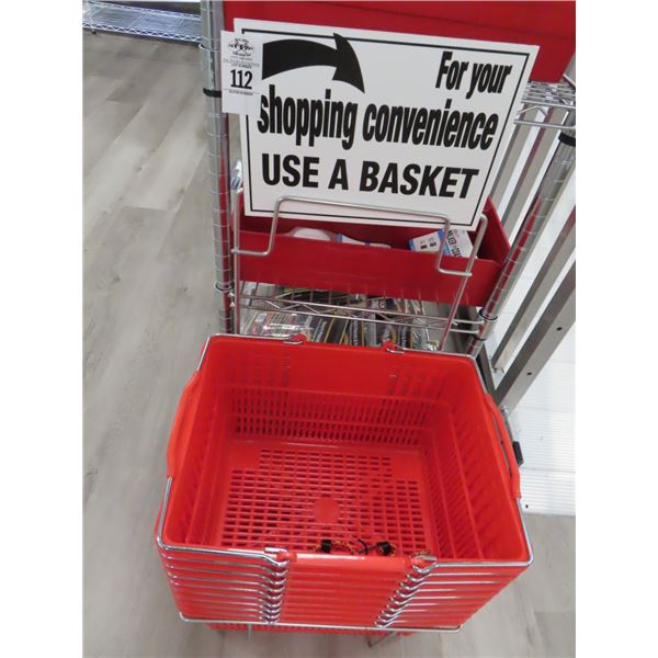 Red Shopping Baskets 9 w/Rack