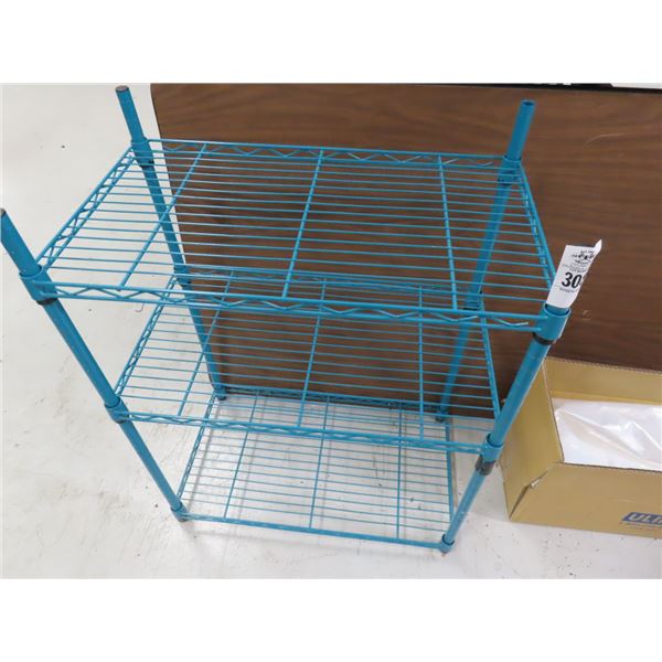 Small Blue 3 Shelf Wire Storage Rack, T Square