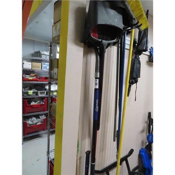 Brooms, Squeegees, Maintenance Tools on Rack
